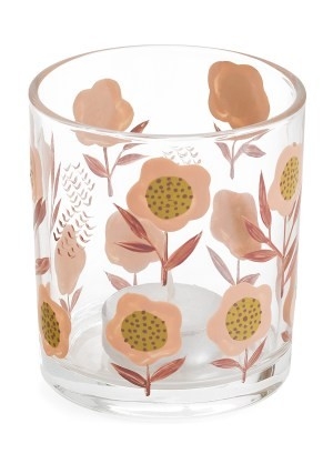 ADV Bougeoir en verre de taille moyenne motif floral