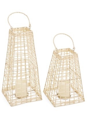 ADV Lanterne imitation de rotin tressé avec bougie au LED Taille : Petite