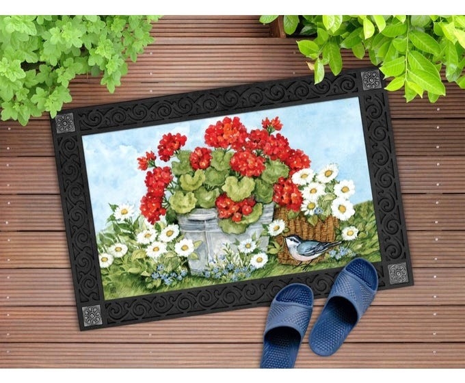 STUDIO M Tapis interchangeable 18X30po Motif: Géraniums