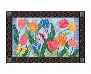 STUDIO M Tapis interchangeable 18X30po Motif: Tulipes Papillons