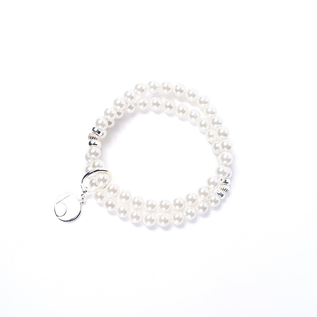 BEBLUE Bracelet double Be Beautiful en perles de nacre et argent