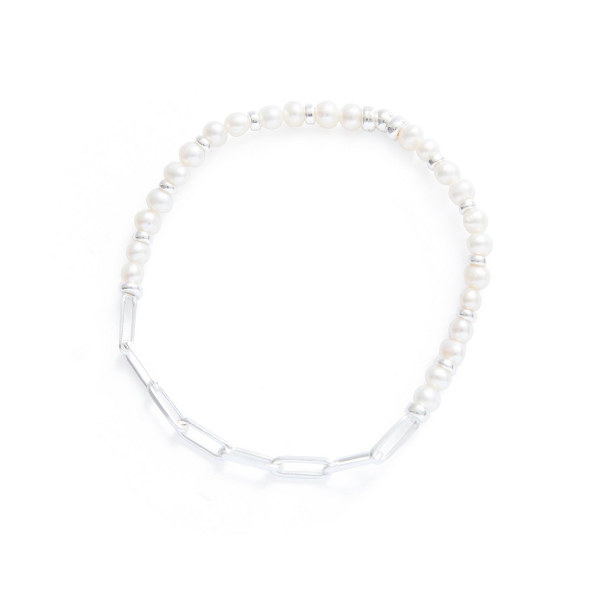 BEBLUE Bracelet Be Effortless en perles d'eau douce et chaine argent