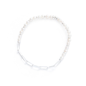 BEBLUE Bracelet Be Effortless en perles d'eau douce et chaine argent