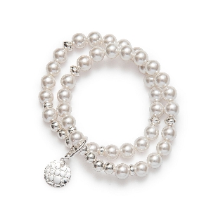 BEBLUE Bracelet double Be Luminous en perles avec insert et breloque argent