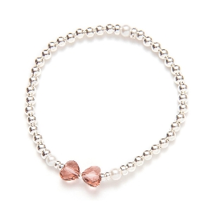 BEBLUE Bracelet Be Darling en perles d'argent et cristal rose