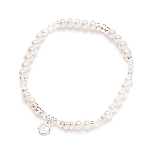 BEBLUE Bracelet Be Sweet en perles de nacre et breloque en coeur