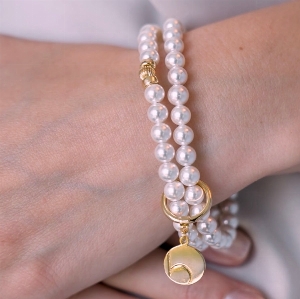 BEBLUE Bracelet double Be Beautiful en perles et vermeil or14 ct