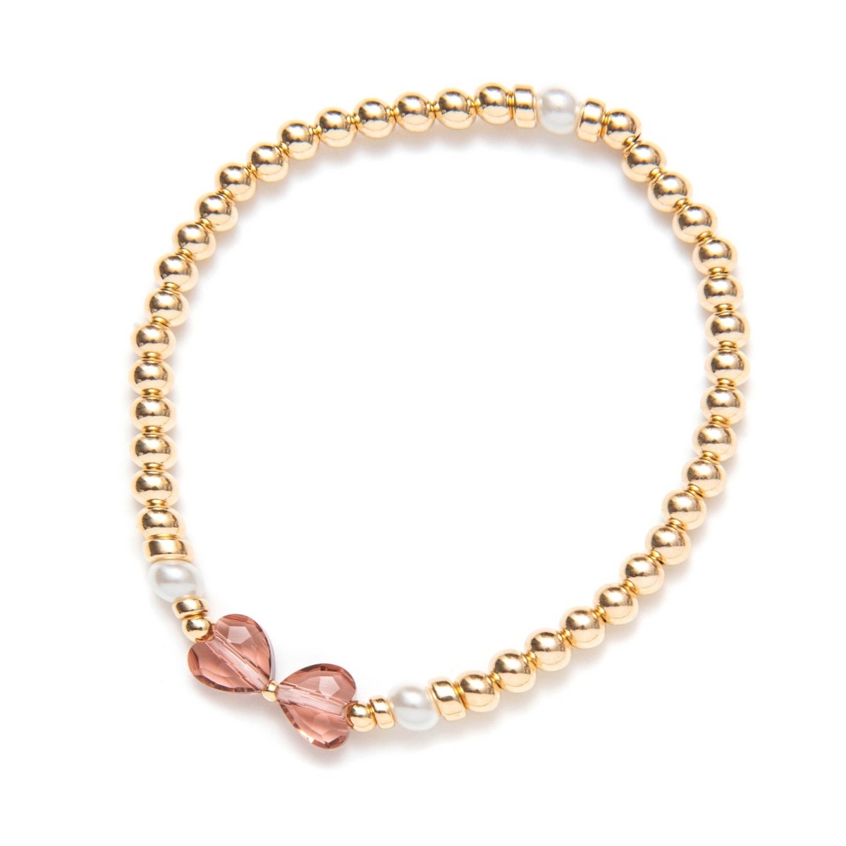 BEBLUE Bracelet Be Darling en perles de vermeil et cristal rose