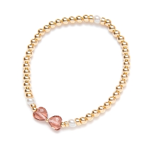 BEBLUE Bracelet Be Darling en perles de vermeil et cristal rose