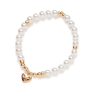 BEBLUE Bracelet Be Precious en perles de nacre, breloque vermeil