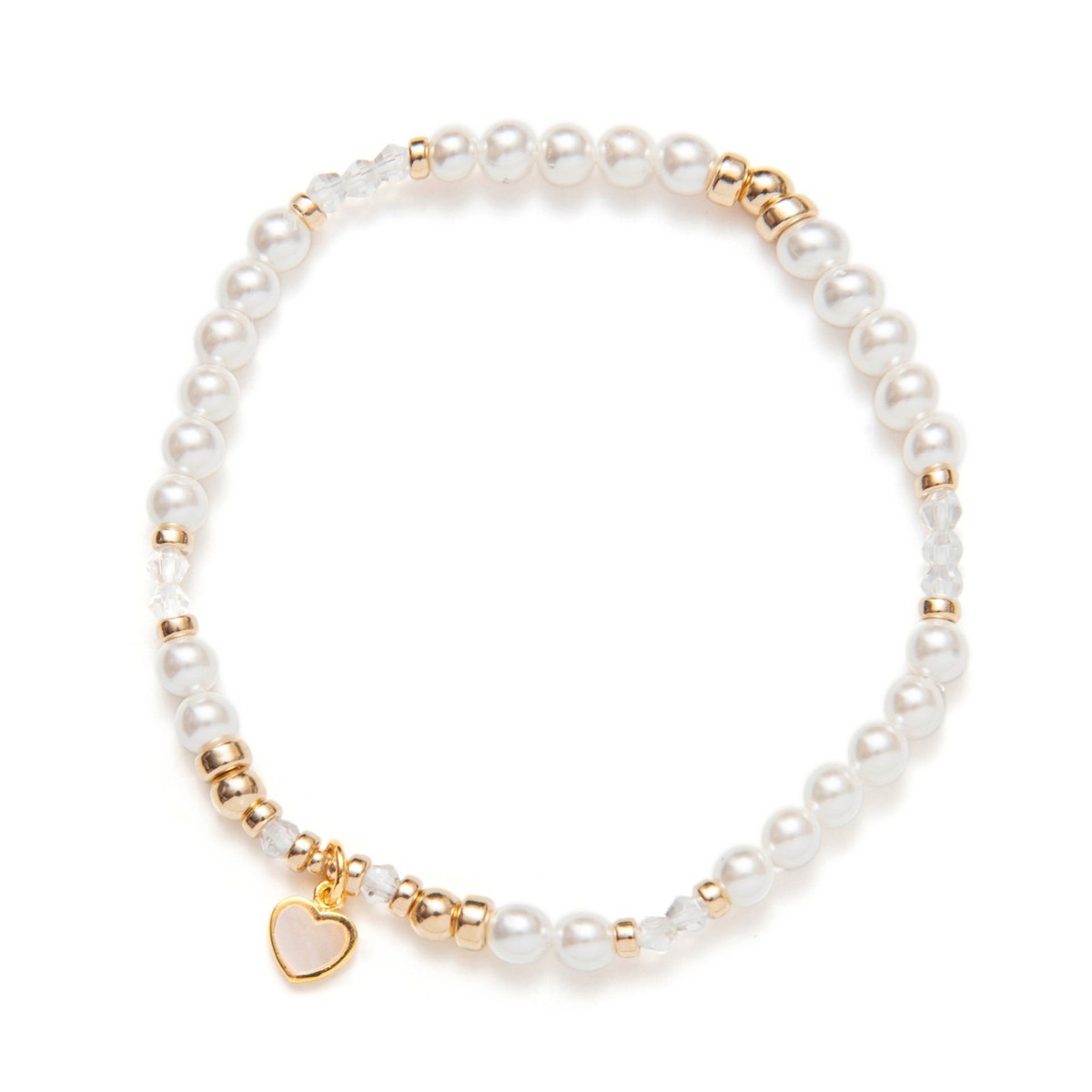 BEBLUE Bracelet Be Sweet en perles de nacre et breloque en coeur