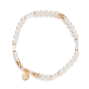 BEBLUE Bracelet Be Sweet en perles de nacre et breloque en coeur