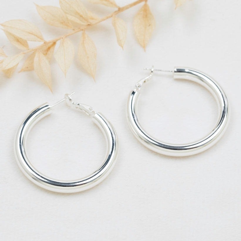 GLEE JEWELRY Créoles argent avec fermoir