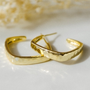 GLEE JEWELRY Anneaux ouverts de forme carrée C-Or