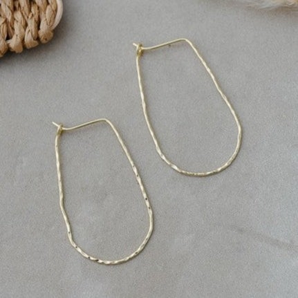 GLEE JEWELRY Anneaux de forme allongée aspect martelé C-Or