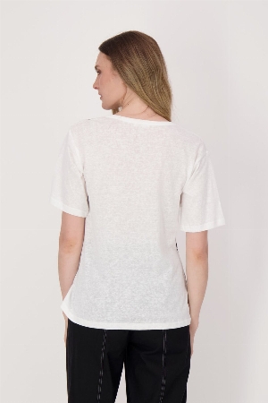SPANNER T-Shirt à imprimé de style éclaboussé en noir C- Blanc