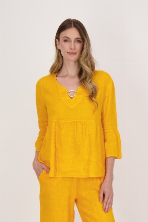 SPANNER Blouse à volant au bas et aux manches C- Miel