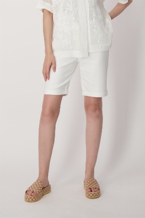 SPANNER Shorts de denim à revers à l'ourlet C-Blanc