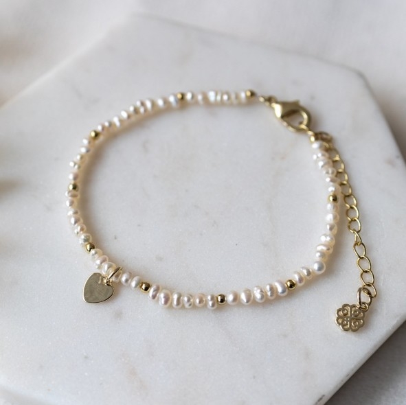 GLEE JEWELRY Bracelet en perles d'eau douce et or avec fermoir