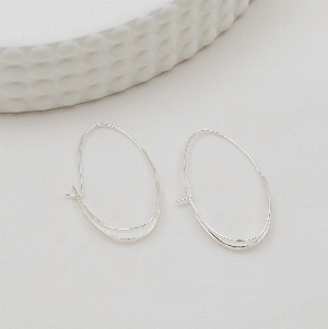 GLEE JEWELRY Anneaux de forme ovale aspect double au bas, Argent