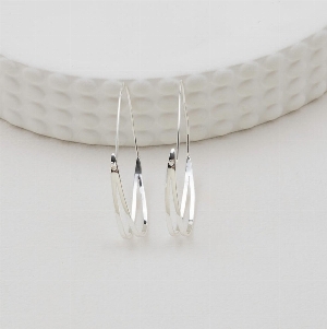 GLEE JEWELRY Anneaux de forme ovale aspect double au bas, Argent