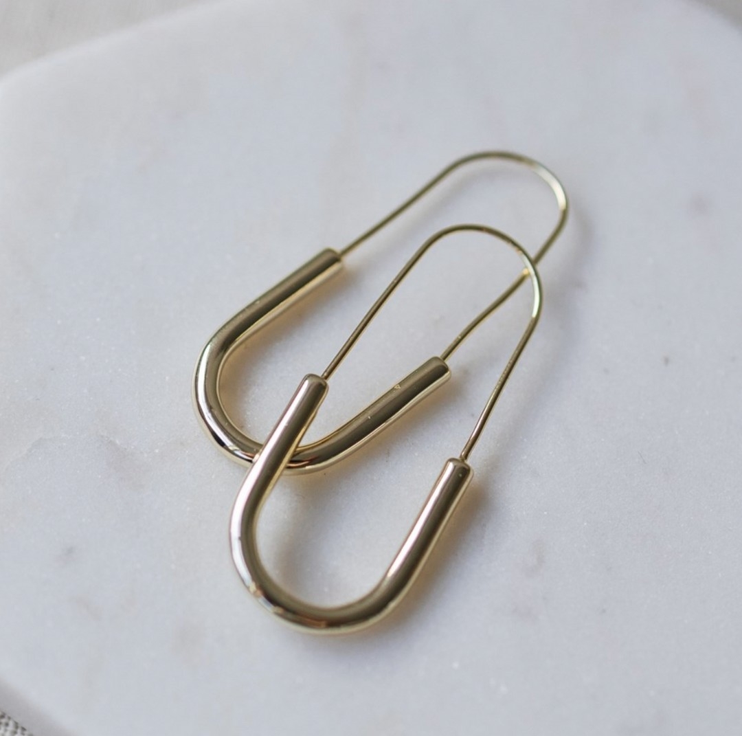 GLEE JEWELRY Anneaux allongés aspect d'un tube courbé C-Or