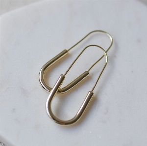GLEE JEWELRY  Anneaux allongés aspect d'un tube courbé C-Or