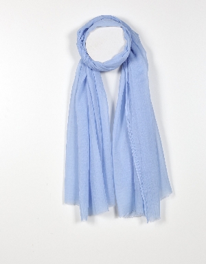 TOM & EVA Foulard léger  uni à bords effilochés C-Bleu pâle