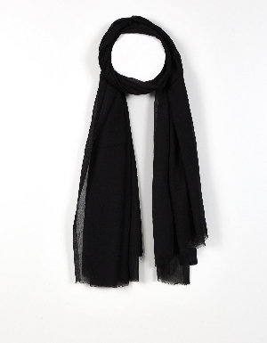 TOM & EVA Foulard léger uni à bords effilochés C-Noir