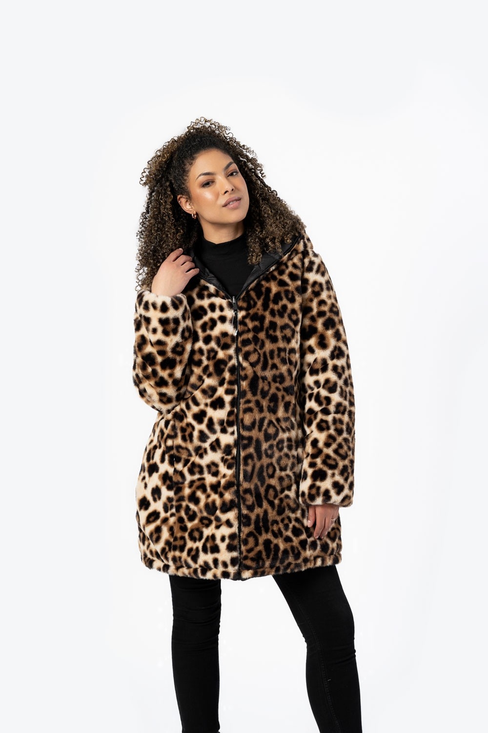 Cape Réversible Léopard Street One Pour Femme - Noir, Taille Unique, Avec Franges, Style Bohème - 3