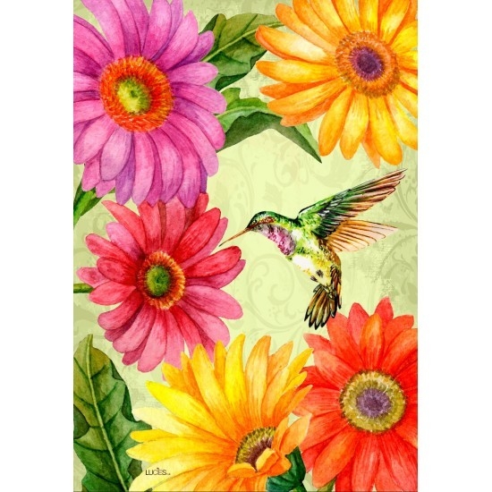 LUCIES.CA Grand drapeau 28X40po  Thème: Gerberas