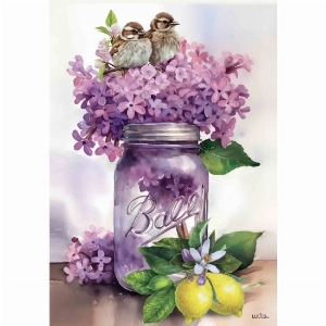 LUCIES.CA Grand drapeau 28X40po Thème: Bouquet de lilas