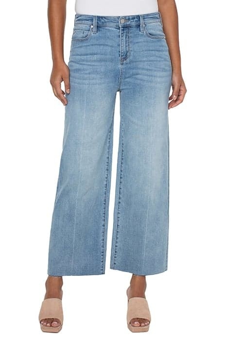 LIVERPOOL Jeans à jambes larges à ourlet effiloché C-Bleu pâle