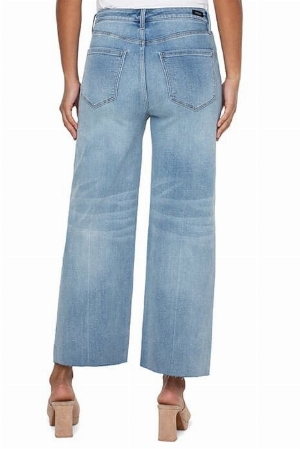 LIVERPOOL Jeans à jambes larges à ourlet effiloché C-Bleu pâle