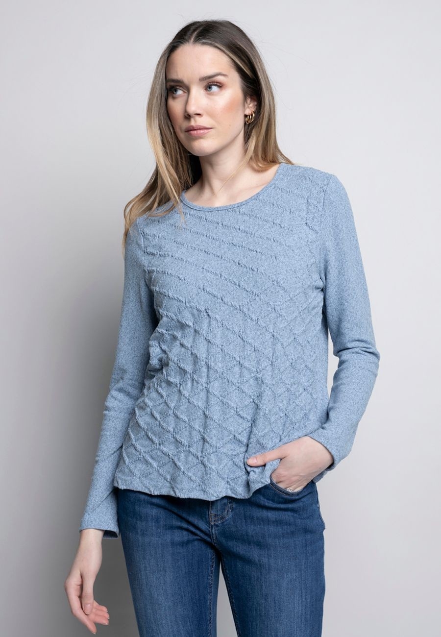 PICADILLY Chandail de tricot à motif de losanges texturés Taille L
